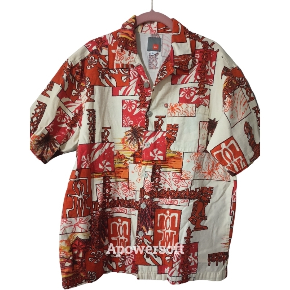 Tiki button‎ Down Collared Shirt Vintage Vacation